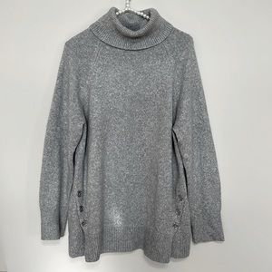 Michael Michael Kors Gray Sweater Tunic Button Detail Knit Women’s Size Medium